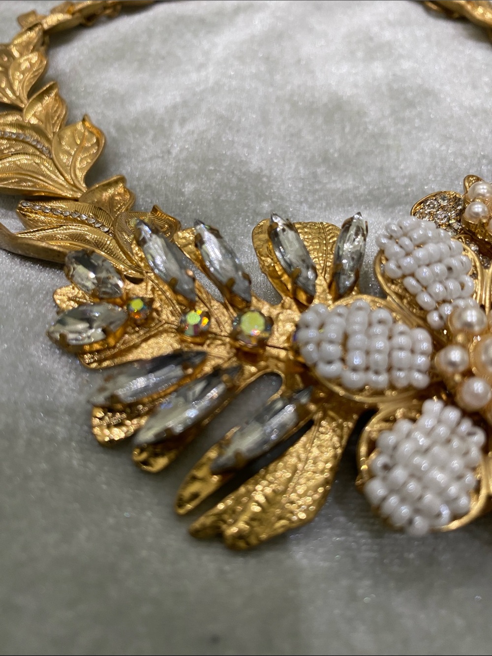 Joan Rivers Gold-Tone Leaf Necklace with White Pearls & Clear Crystals - Picture 4 of 6